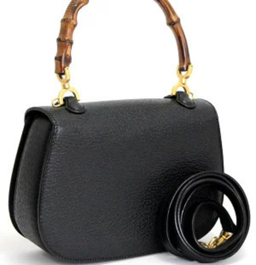 Gucci bamboo leather bag black handbag shoulder Black